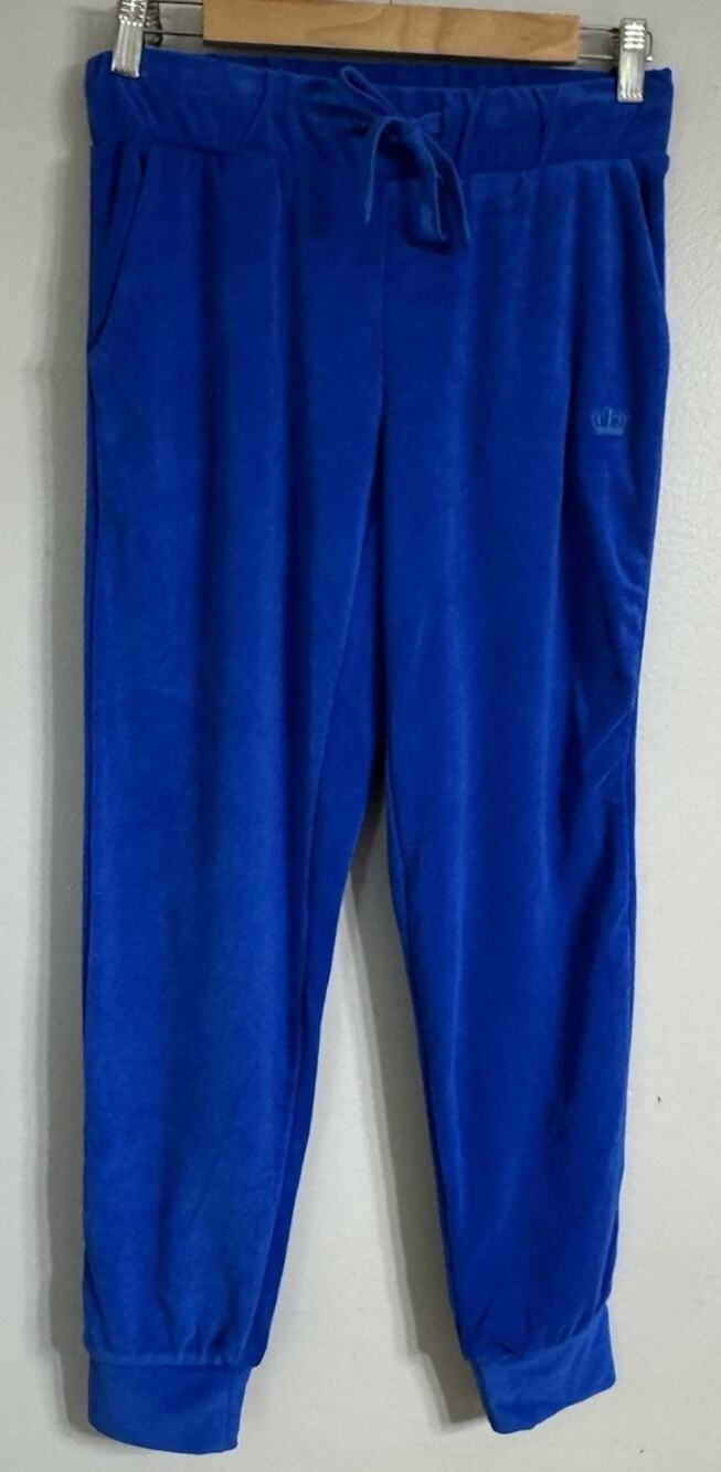 Juicy Couture Track Pants Women’s XS Terry Cloth Joggers Royal Blue Pull On NEW